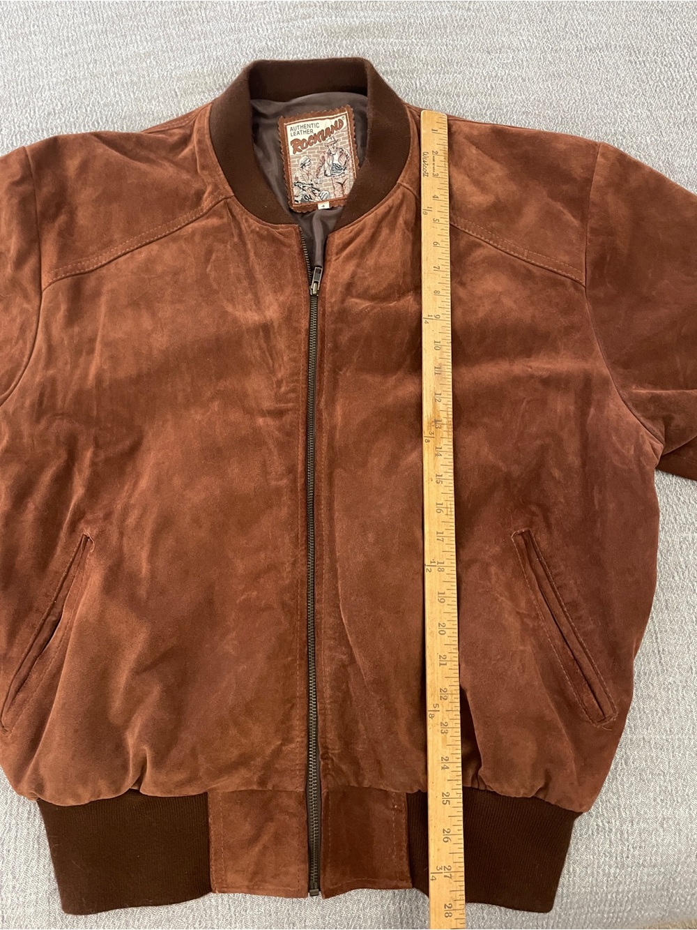 VTG 70’s Retro Rockland Leather Bomber Suede Brown - Large - Picture 8 of 9
